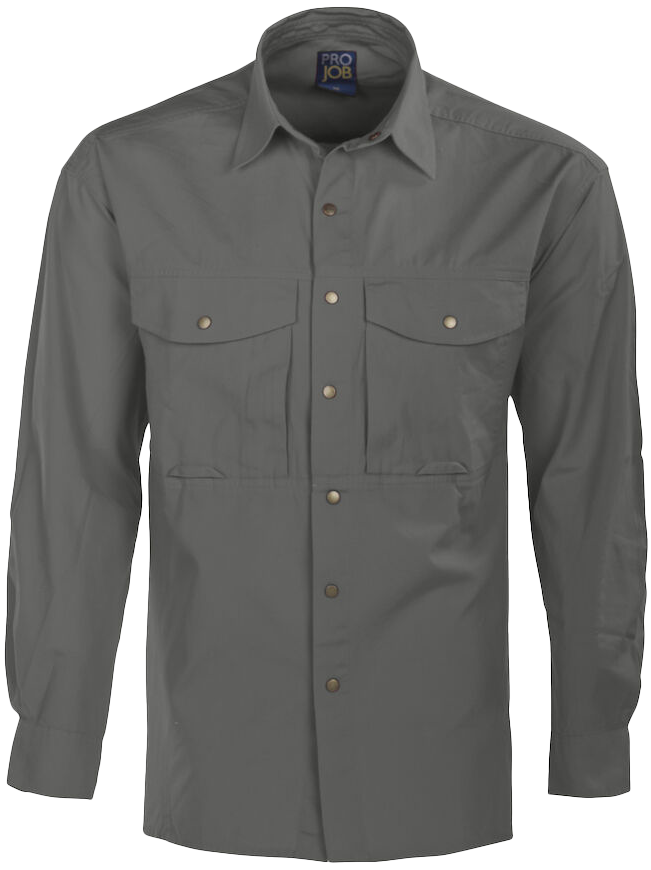 Skjorta med tryckknappar Grå 56