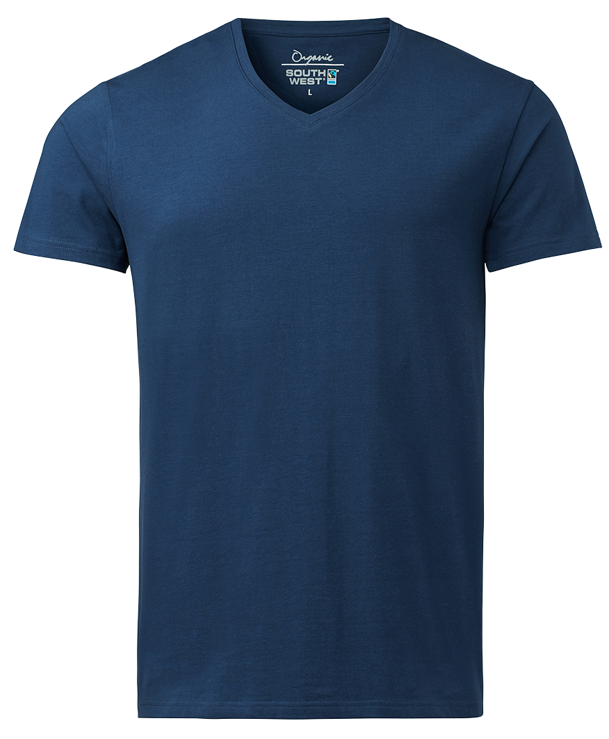 T-shirt stretch V-neck Blå 50